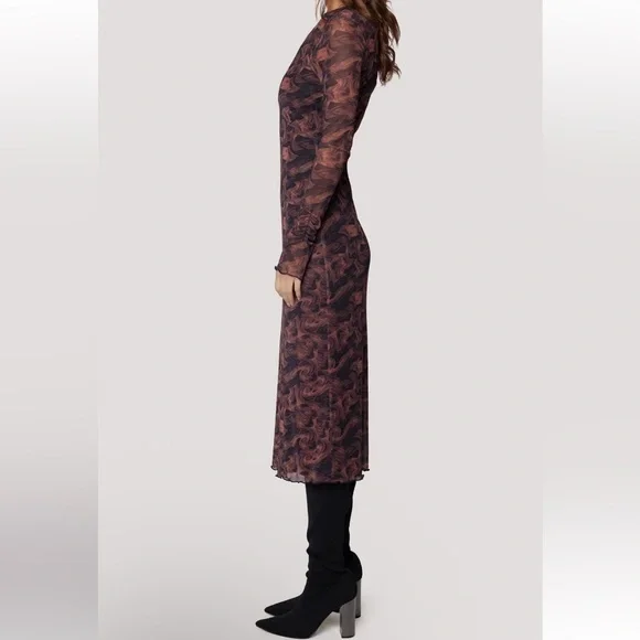 NWT Lost + Wander Contessa Long Sleeve Mesh Midi Dress Sz Large - Picture 4 of 13